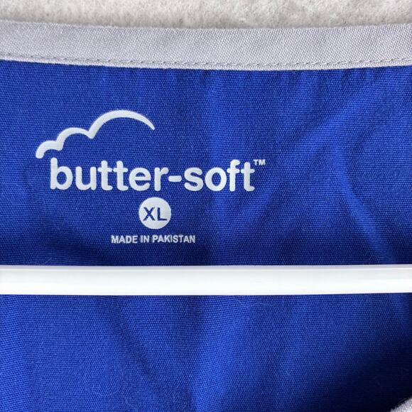 Butter Soft Scrub Top Womens XL Cobalt Blue Nursing Work Uniform Pockets Comfort - Picture 4 of 9